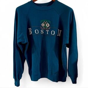 Vintage Hanes Teal Boston Crewneck Sweatshirt Size XL